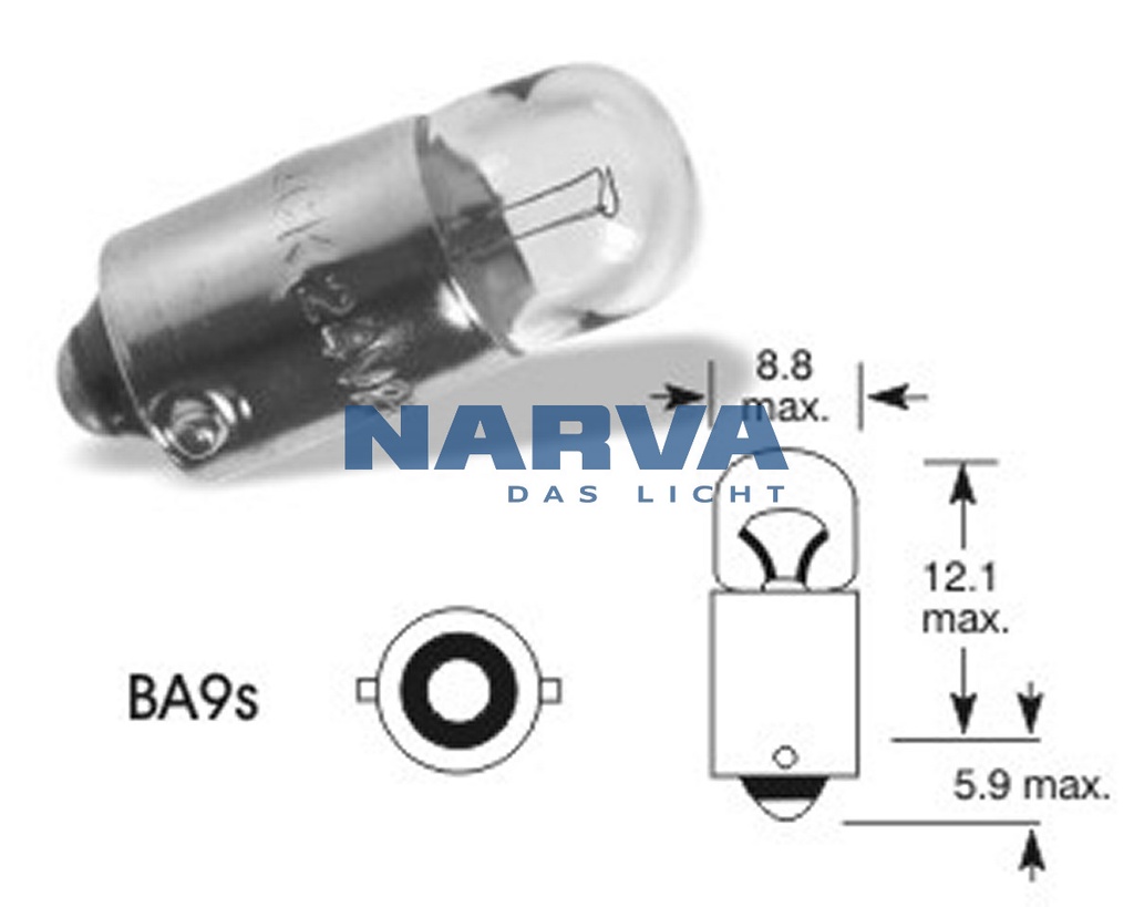 12V 2W BA9s 