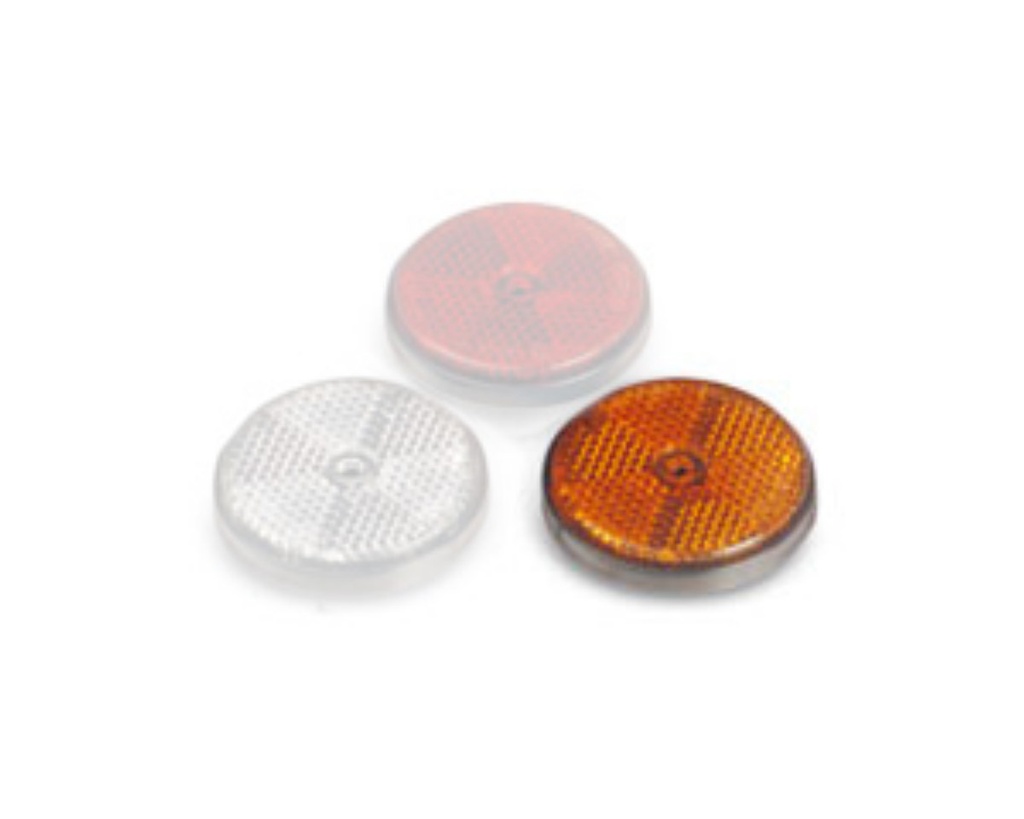 Reflector 60mm round amber w.hole 