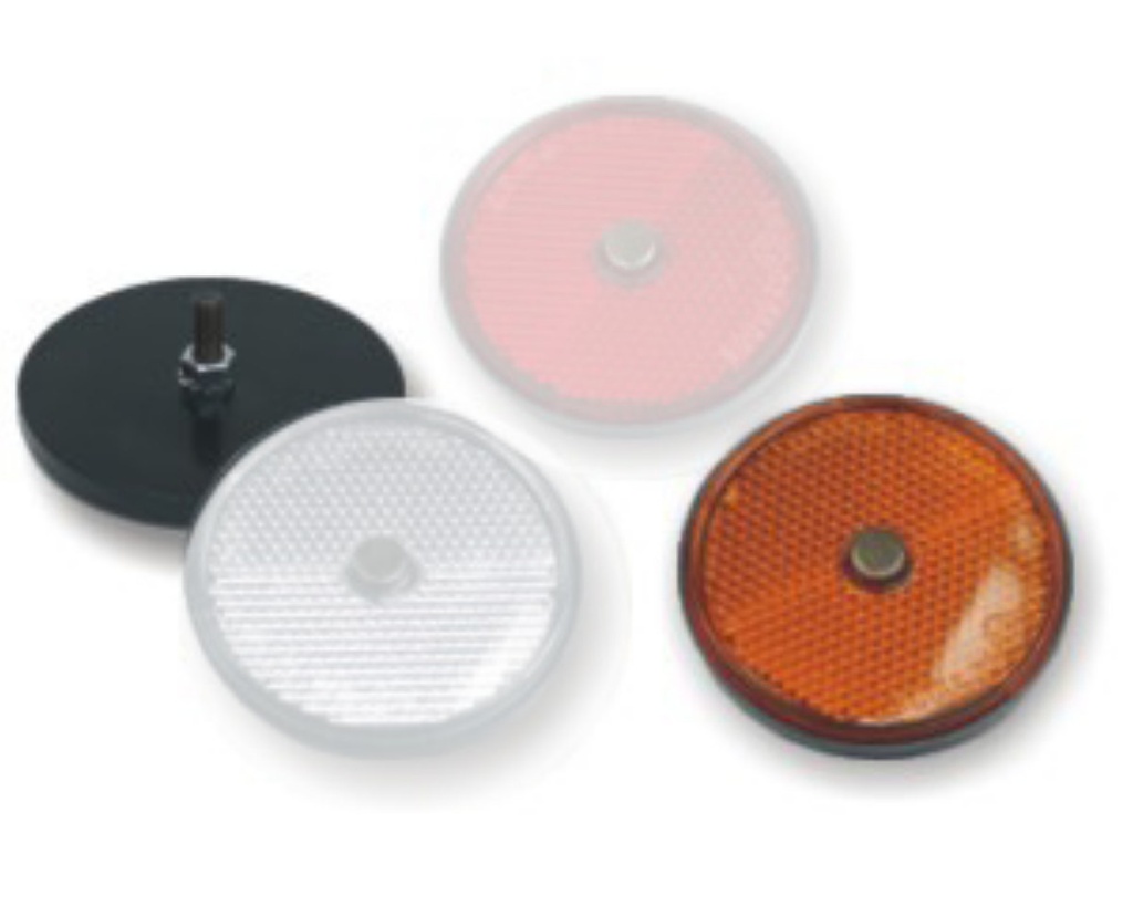 Reflector 60mm round amber w.screw 