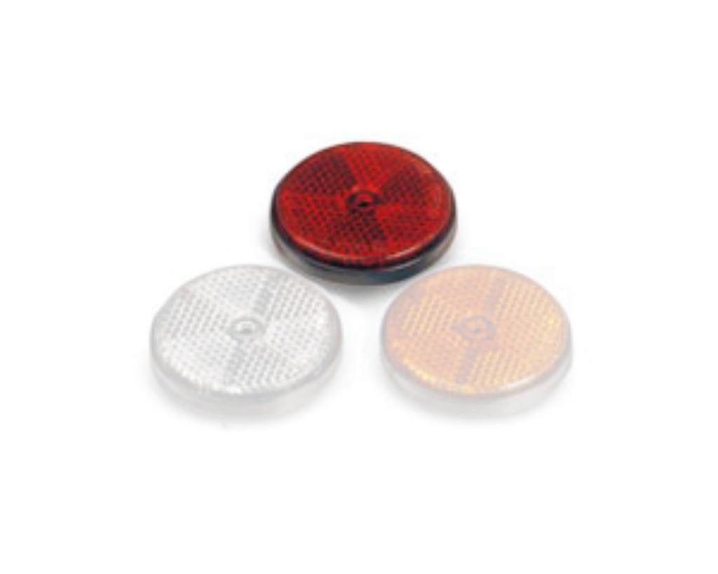 Reflector 60mm round red w. hole 