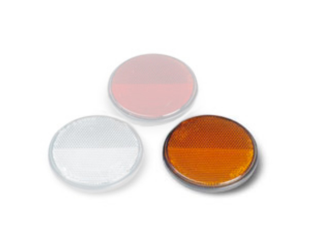 Reflector 80mm round amber adhesive