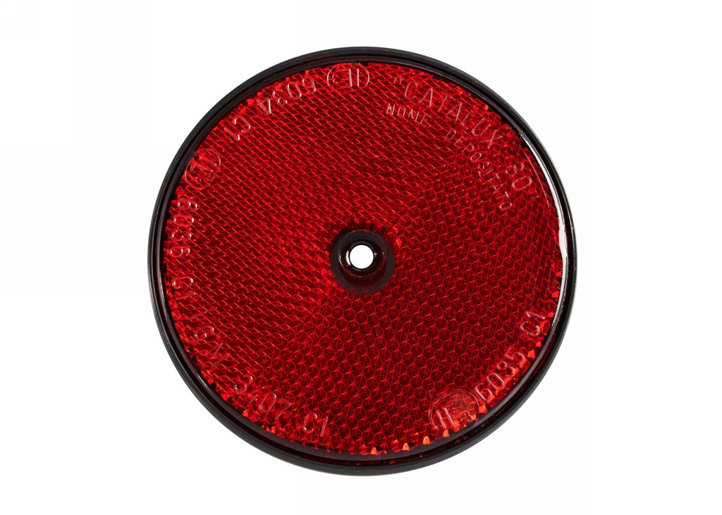 Reflector 80mm round red w.hole
