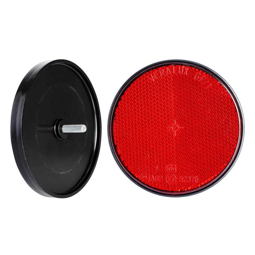 Reflector 80mm round red w.screw