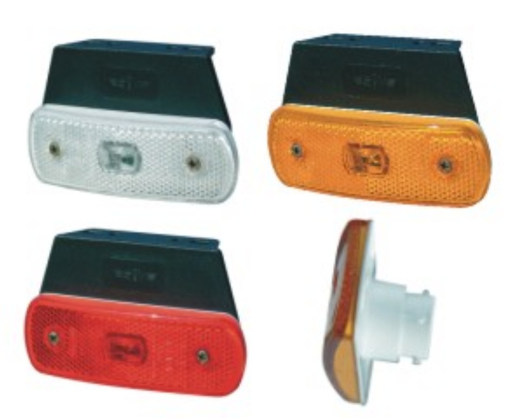 Side position lamp 12/24V LED with bracket - amber    