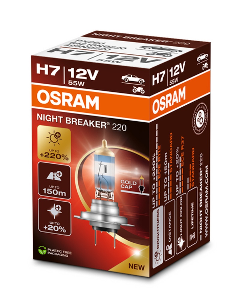 12V 55W PX26D H7 NIGHT BREAKER 220%