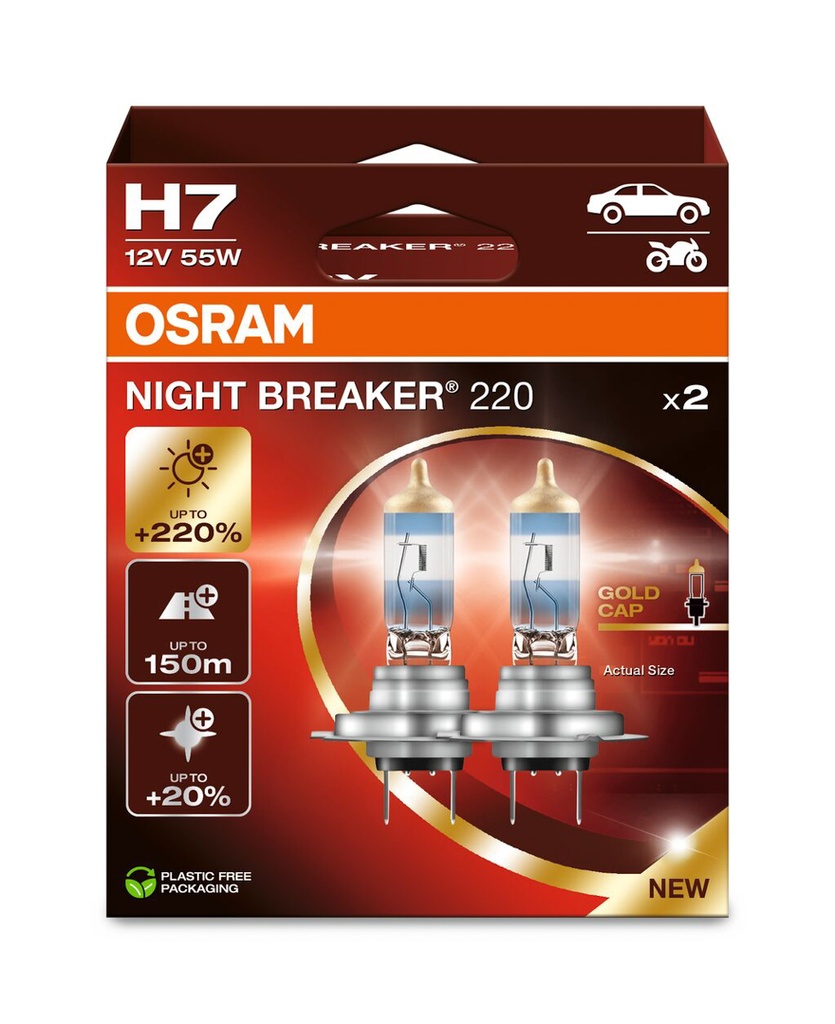 12V 55W PX26D H7 NIGHT BREAKER 220% Box-02 Ecopack