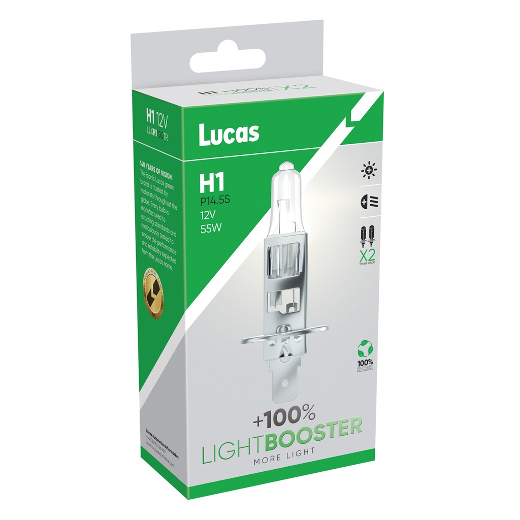 12V 55W P14,5s H1 +100 % (BOX-02)