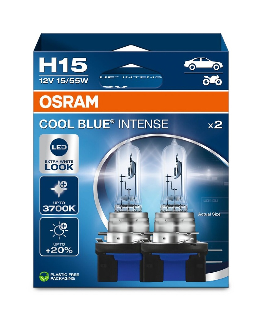 12V 15/55W PGJ23t-1 H15 COOL BLUE® INTENSE (NEXTGEN) Osram BOX-02 Ecopack