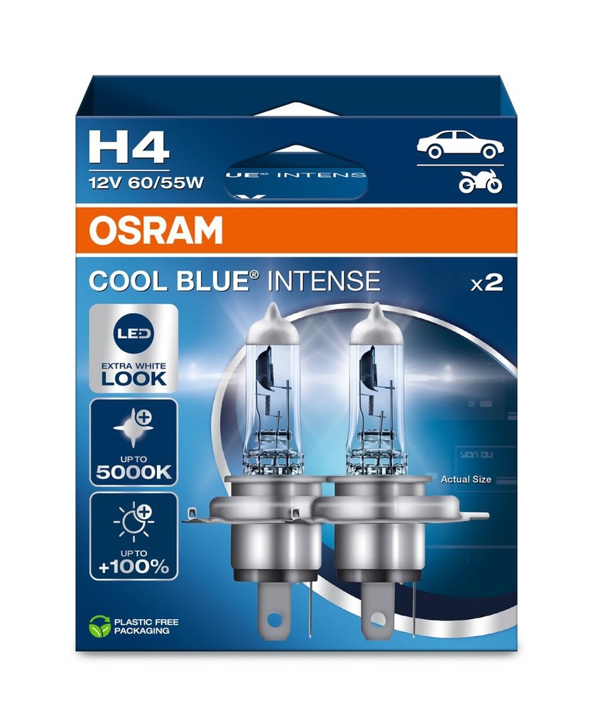 12V 60/55W P43t H4 COOL BLUE® INTENSE (NEXTGEN) BOX-02 Osram Ecopack