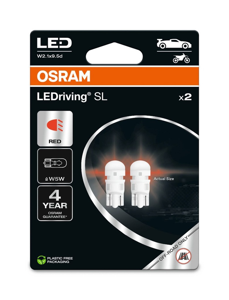 2825DRP-2BL 1W 12V W2.1X9.5D BLI2 OSRAM Ecopack