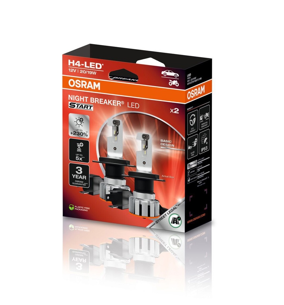NIGHT BREAKER® LED START H4 12V 19W 6000K OSRAM BOX-02 Ecopack