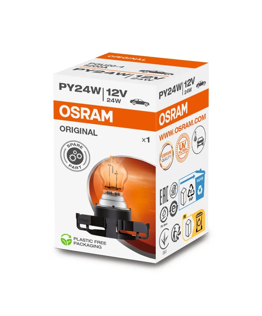 12V 24W PGU20/4 PY24W amber OSRAM