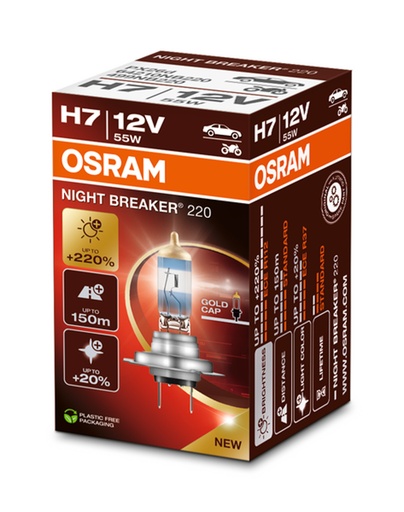 [64210NB220] 12V 55W PX26D H7 NIGHT BREAKER 220%