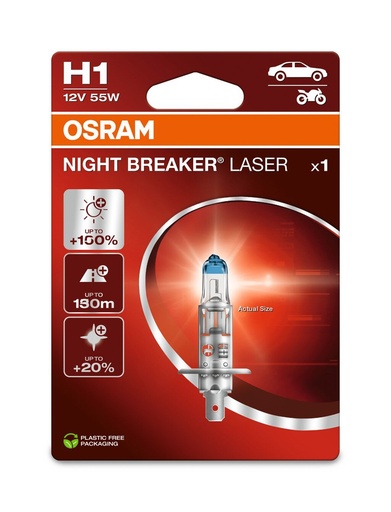 [64150NL-1BL] 12V 55W P14,5s H1 NIGHT BREAKER LASER Blister-01 Ecopack