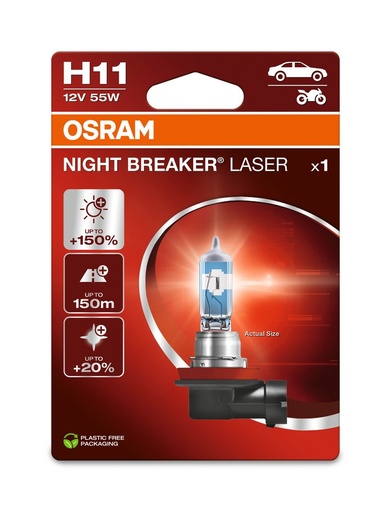 [64211NL-1BL] 12V 55W H11 NIGHT BREAKER® LASER Blister-01 Ecopack