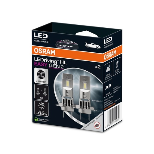 [64210DWESY2-2HB] LEDriving® HL EASY Gen2 H7/H18 Osram Box-02 Ecopack