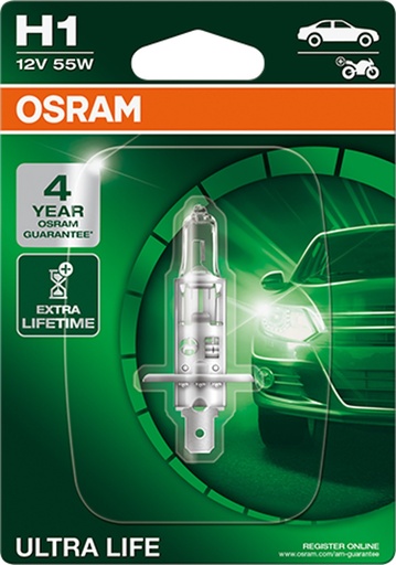 [64150ULT-01B] 12V 55W P14,5s H1 ULTRA LIFE Blister-01
