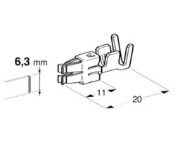 [MT1102050] Dutinka plochá 6,3mm 2,5-4 mm2 kábel 