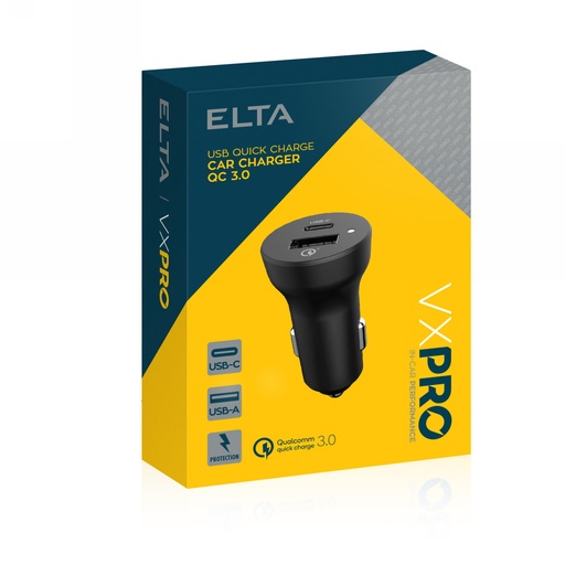 [EB8323] Dual USB Car Charger QC3.0 with USB-C port