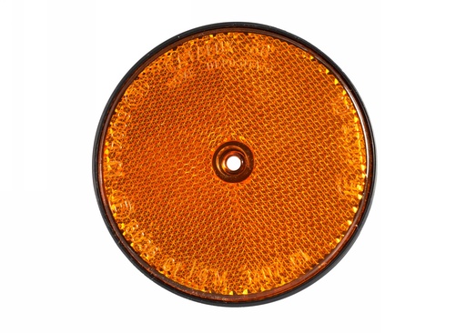 [A-0721] Reflector 80mm round amber w.hole