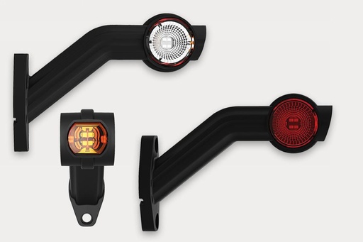 [A-FT-140P] 3-functional LED side marker, right, long, slanted rubber arm - right
