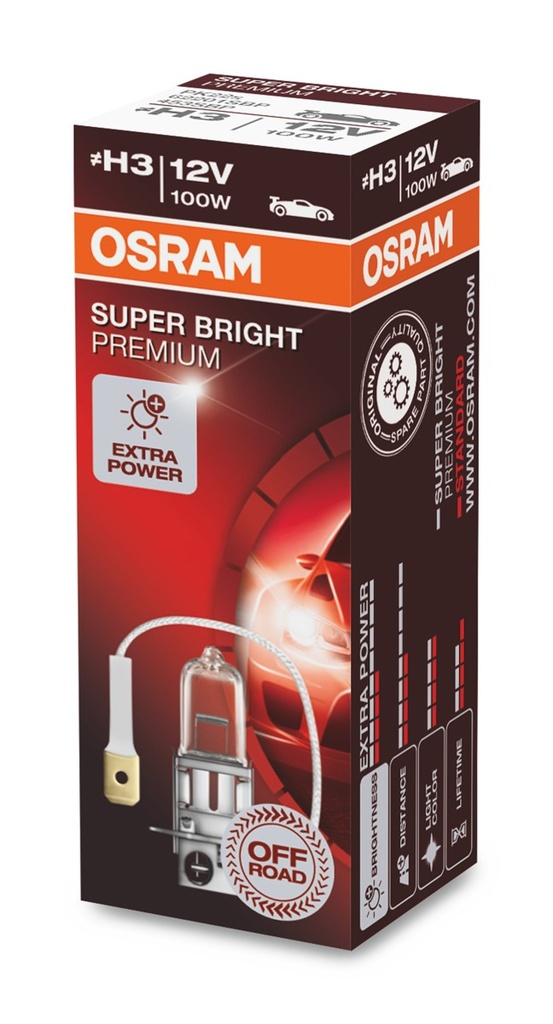 12V 100W PK22s H3 OFFROAD SUPER BRIGHT PREMIUM Osram
