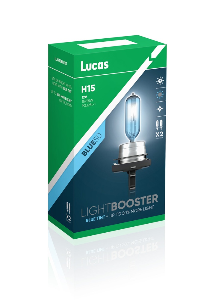 12V 15/55W PGJ23t H15  LUCAS LIGHTBOOSTER BLUE50 (BOX-02)