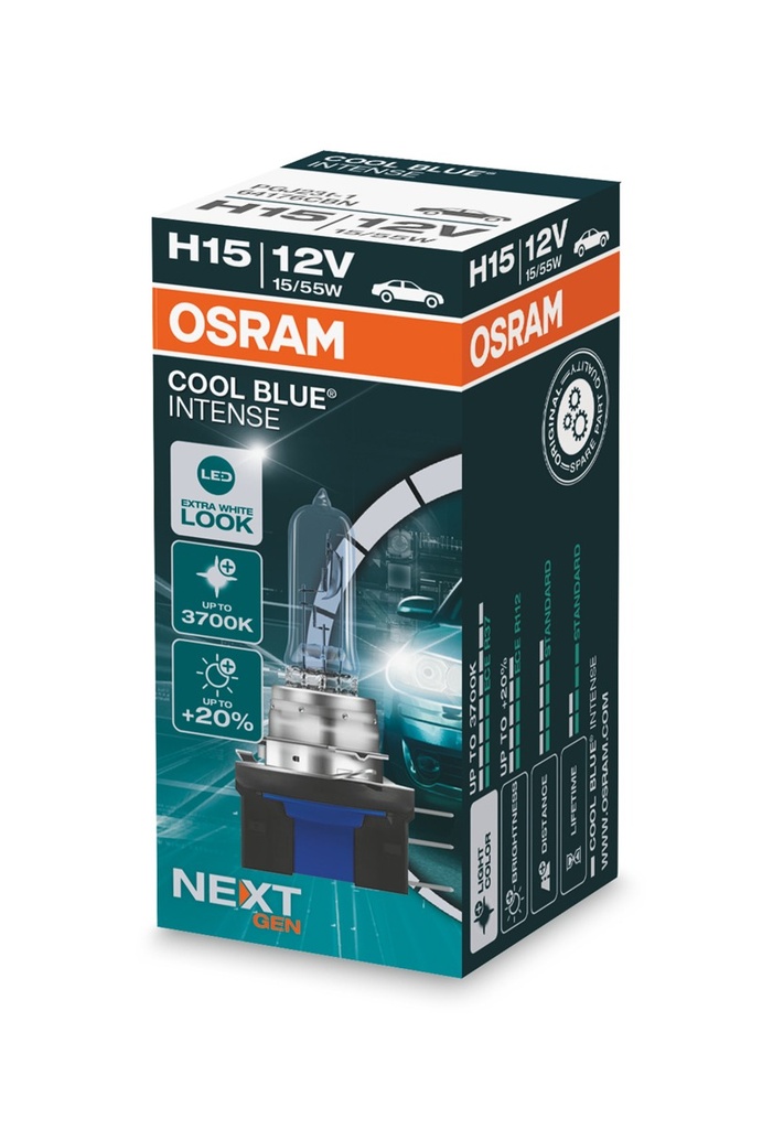 12V 15/55W PGJ23t-1 H15 COOL BLUE® INTENSE (NEXTGEN) Osram