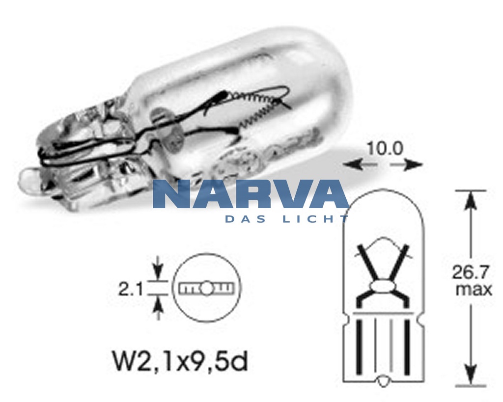 12V 3W W2,1x9,5d W3W NARVA