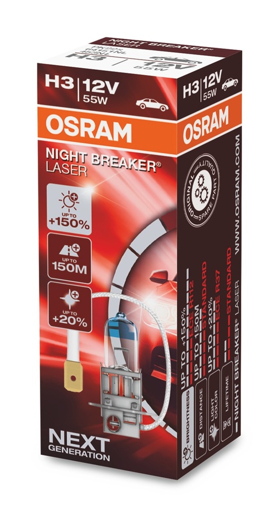 12V 55W PK22s H3 NIGHT BREAKER LASER 