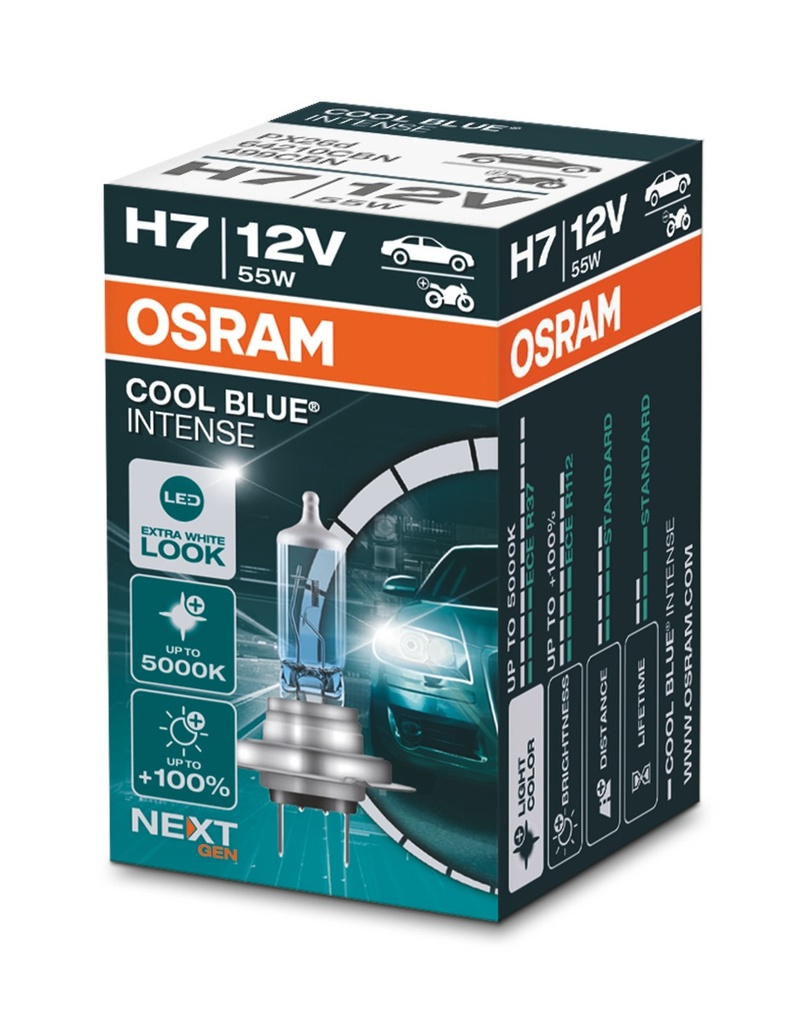 12V 55W PX26d H7 COOL BLUE® INTENSE (NEXTGEN) Osram