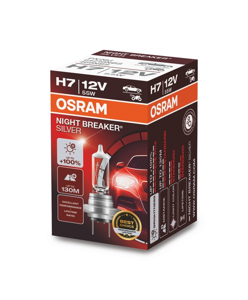 12V 55W PX26d H7 NIGHT BREAKER SILVER 