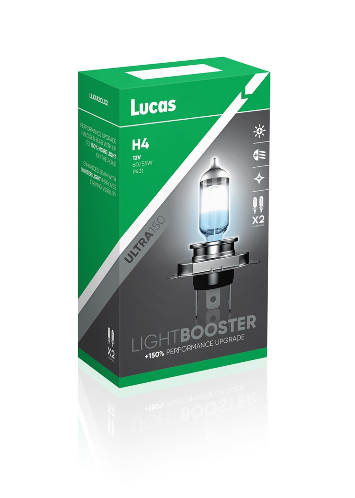 12V 60/55W P43t (H4) LIGHT BOOSTER +150% Box-02. , sales, replacement LLXH4150TR