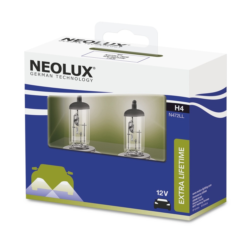12V 60/55W P43t H4 Neolux Extra Lifetime 2 pcs