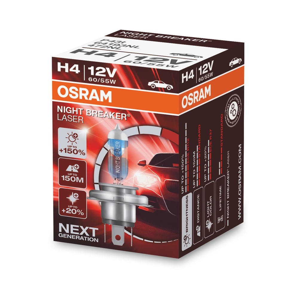 12V 60/55W H4 NIGHT BREAKER® LASER