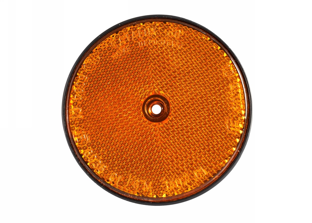 Reflector 80mm round amber w.hole