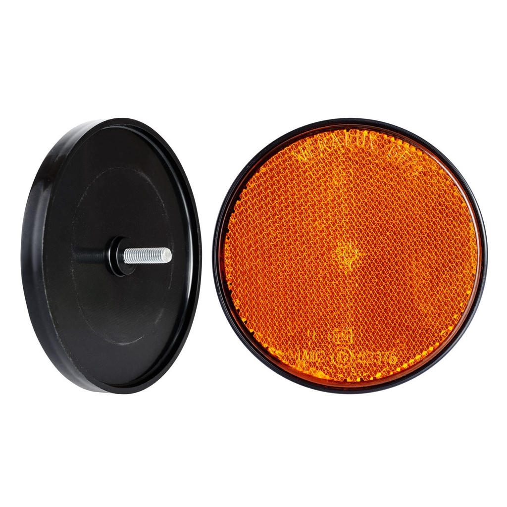 Reflector 80mm round amber w.screw