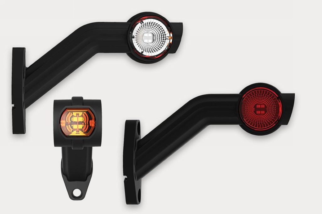 3-functional LED side marker, right, long, slanted rubber arm - right