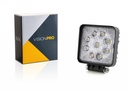 Svetlo pracovné štvorcové 9LED x 3W/27W pevné uchytenie ECE R10 