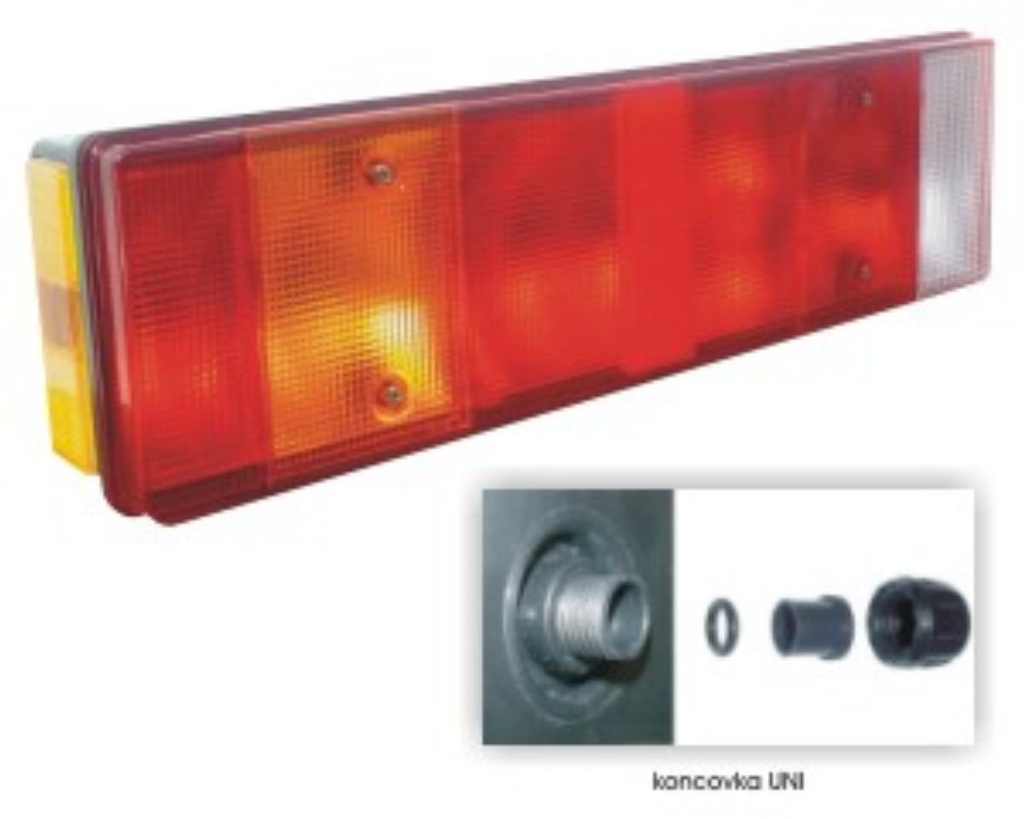 Rear lamp UNI W/Grommet+side mar.(R)