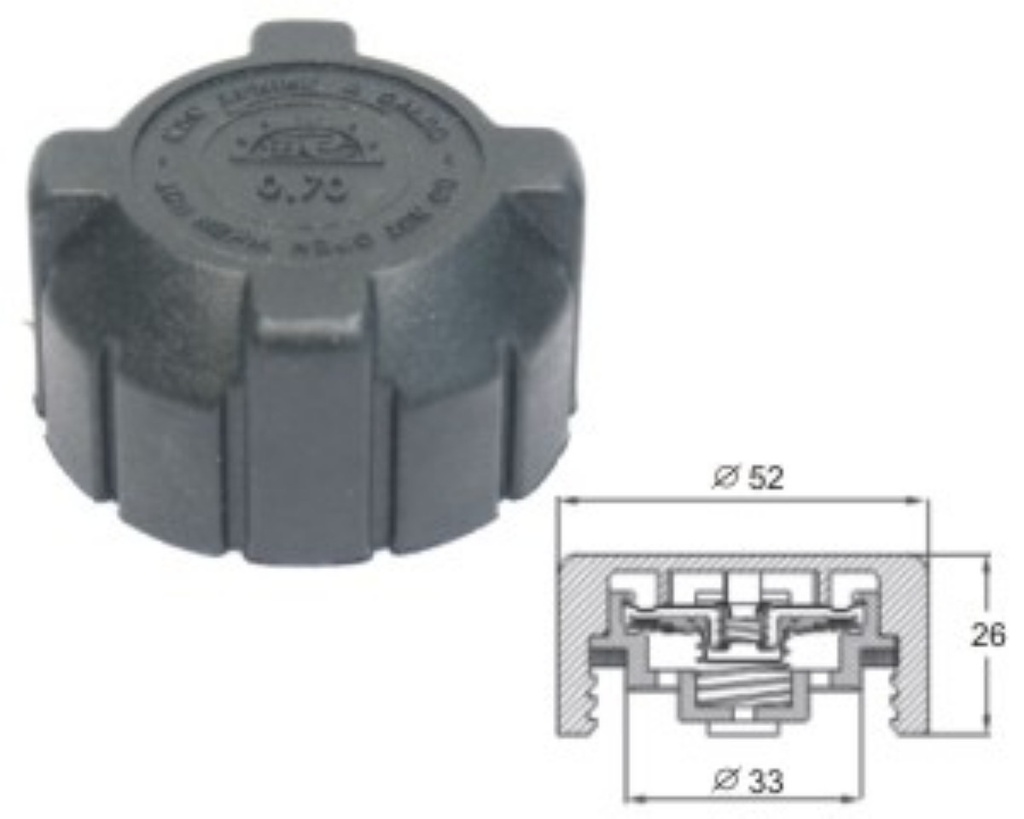 Radiator cap 100kPa-plastic