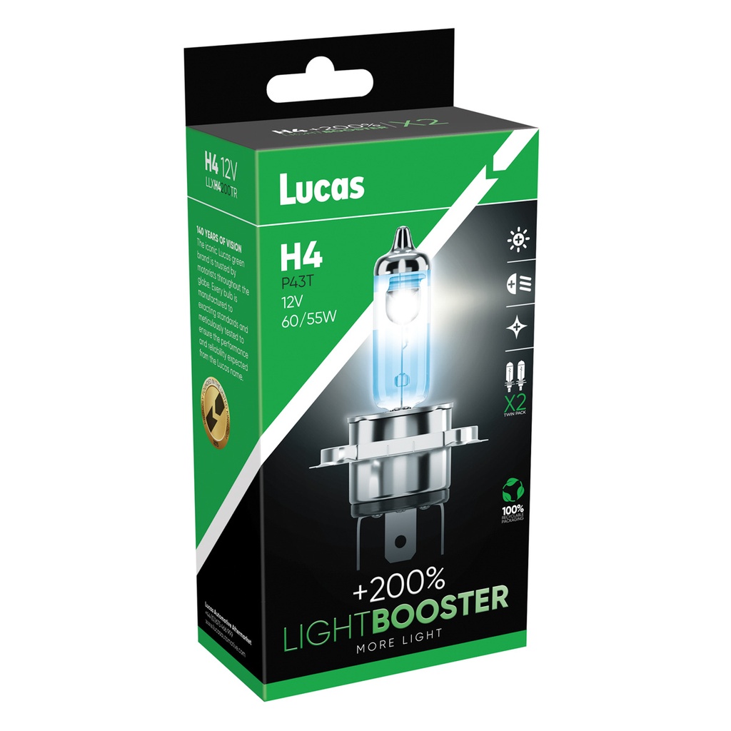 12V 60/55W P43t H4 +200 %(BOX-02)
