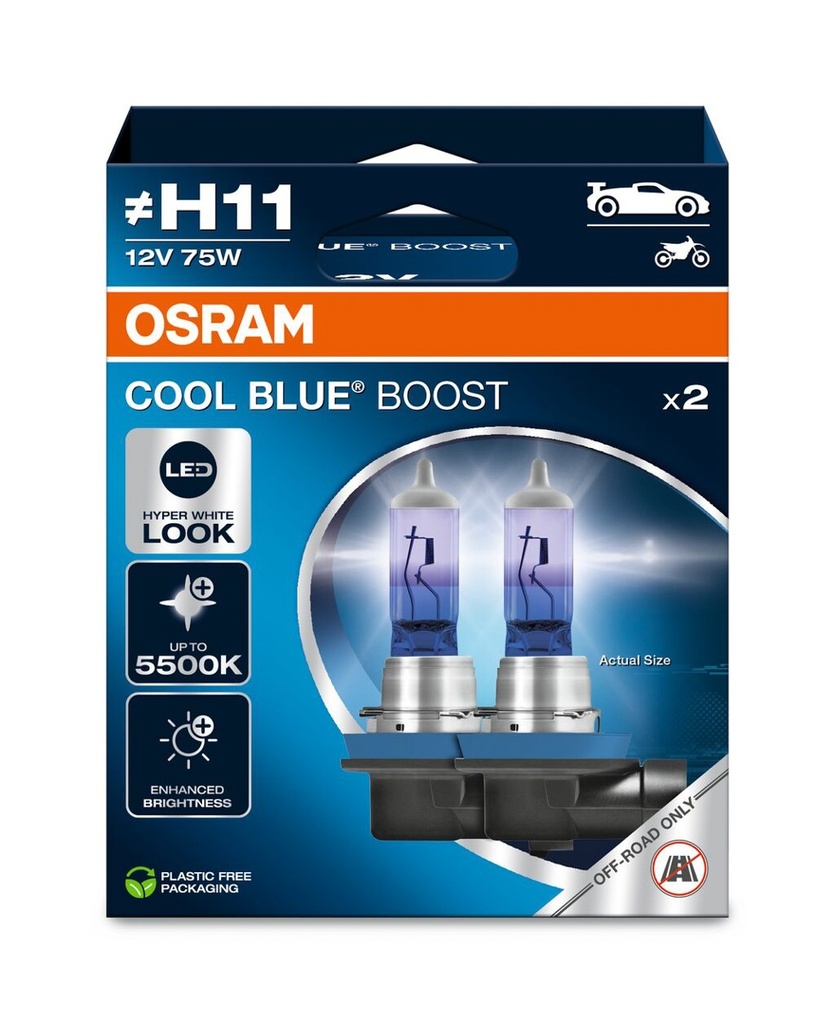 12V 75W PGJ19-2 (H11) COOL BLUE BOOST Ecopack
