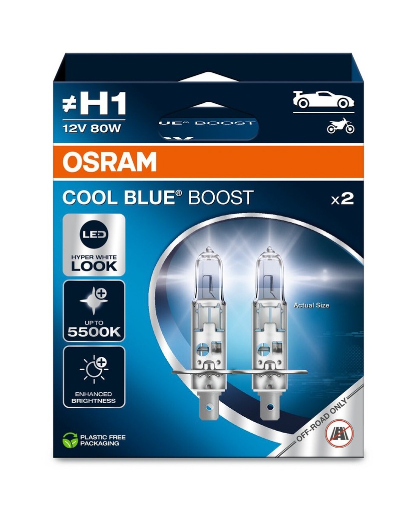 12V 80W P14,5s COOL BLUE BOOST Osram Box-02 Ecopack