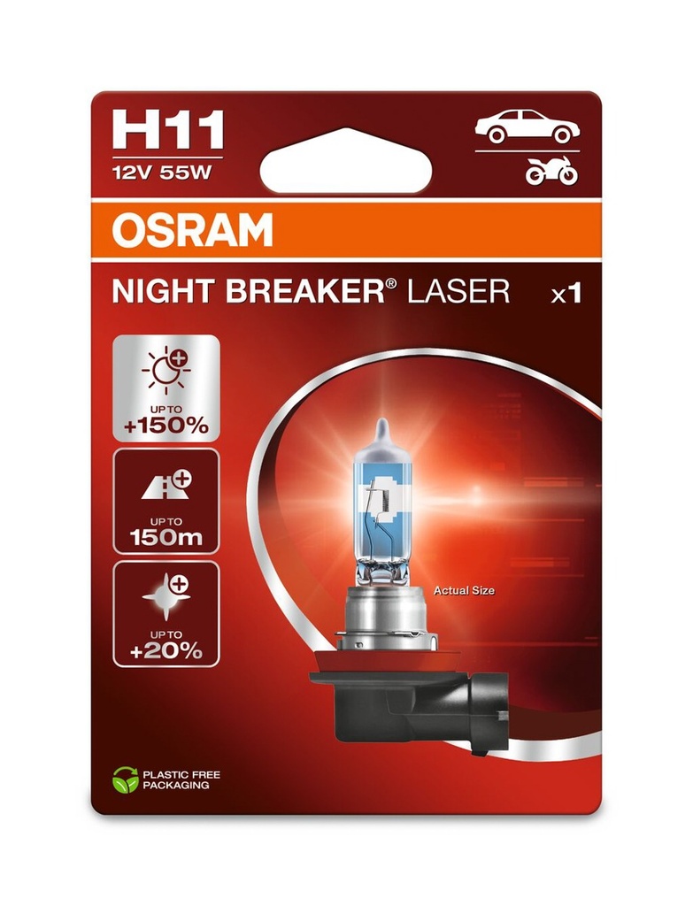 12V 55W H11 NIGHT BREAKER® LASER Blister-01 Ecopack
