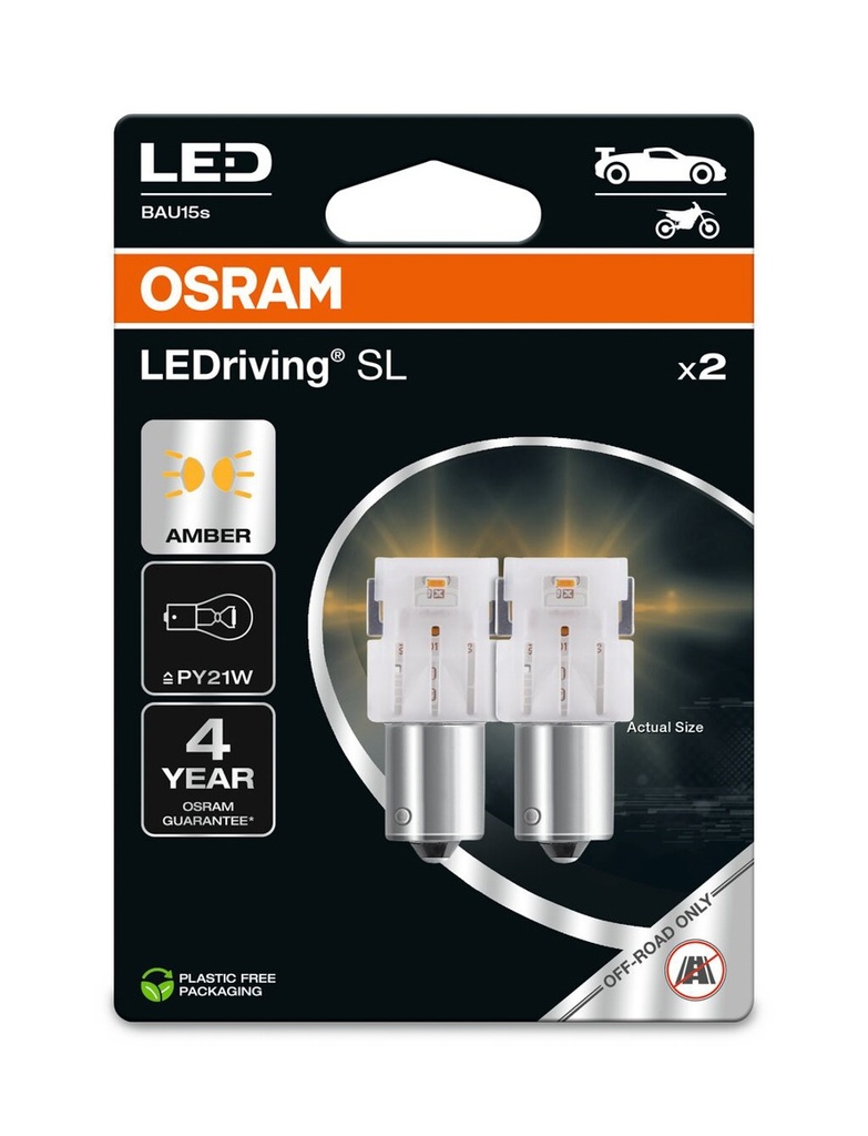 7507DYP-2BL AMBER 1,3W 12V BAU15S BLI2 OSRAM Ecopack