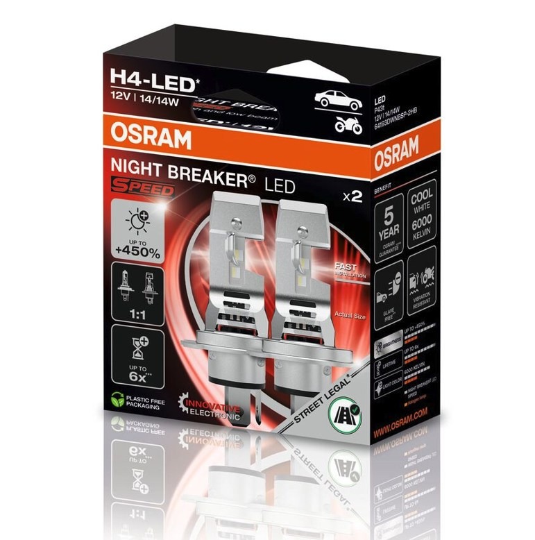 NIGHT BREAKER® LED SPEED H4 12V 14/14W 6000K OSRAM BOX-02 Ecopack