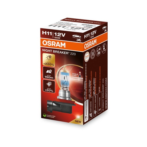 [64211NB220] 12V 55W PGJ19-2 H11 NIGHT BREAKER 220%