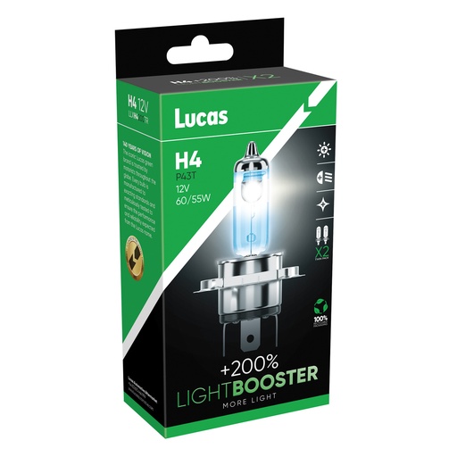 [LLXH4200TR] 12V 60/55W P43t H4 +200 %(BOX-02)