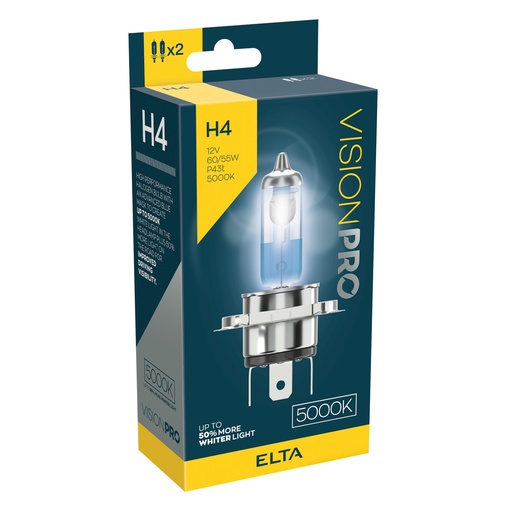 [EBH45000TR] 12V 60/55W P43t H4 WHITER  5000K (BOX-02)